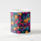 Neon Tropical Fruit Flower Coffee Mug - Pineapple Grote Koffiekop (Voorkant)