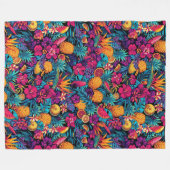 Neon Tropical Fruit Flower Throw Blanket Fleece Deken (Voorkant (Horizontaal))