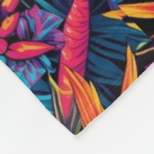 Neon Tropical Fruit Flower Throw Blanket Fleece Deken (Hoek)