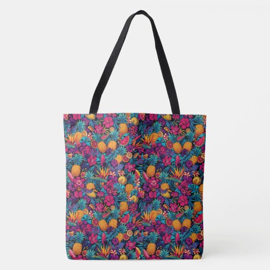 Neon Tropical Fruit Flower Tote Bag - Pineapple (Voorkant)
