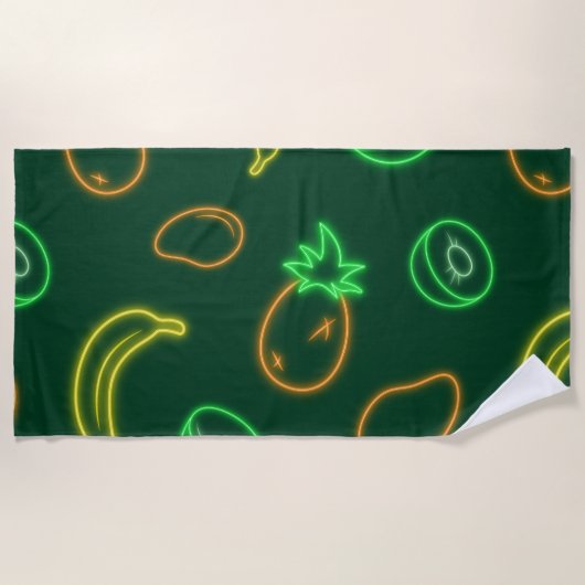 Neon Tropical Fruit Pattern Beach Towel Strandlaken (Voorkant)