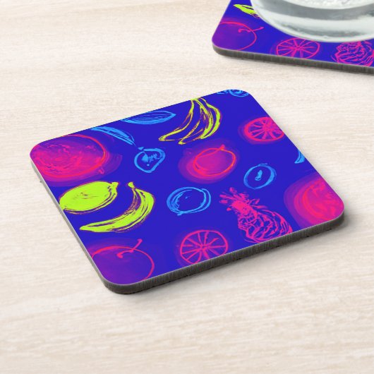 Neon Tropical Fruits Pattern Art. Nu kopen Bier Onderzetter (Linkerzijde)