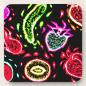 Neon Tropical Fruits Pattern Art. Nu kopen Bier Onderzetter (Voorkant)
