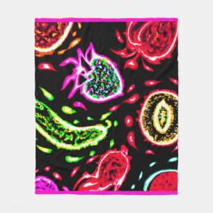 Neon Tropical Fruits Pattern Art. Nu kopen Fleece Deken