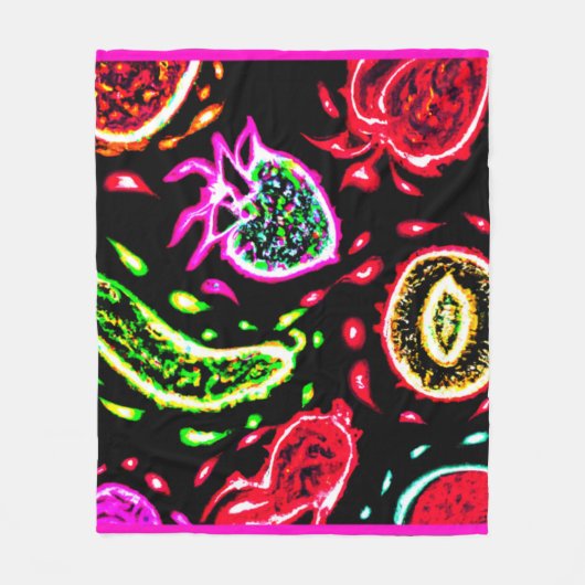 Neon Tropical Fruits Pattern Art. Nu kopen Fleece Deken (Voorkant)