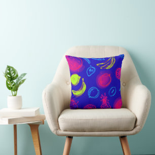 Neon Tropical Fruits Pattern Art. Nu kopen Kussen