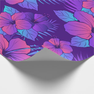 Neon Tropical Hibiscus Wrapping Paper Cadeaupapier