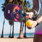 Neon Tropical Night Pickleball Paddle