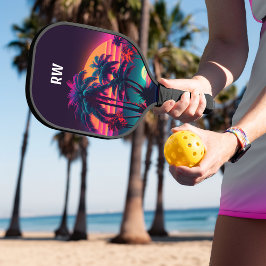 Neon Tropical Night Pickleball Paddle