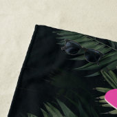 Neon Tropical Palms Stadsnaam Bachelorette Strandlaken (In situ)