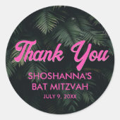 Neon Tropical Pink Gepersonaliseerd Dank u Sticker (Voorkant)