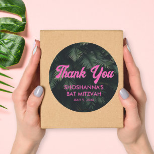 Neon Tropical Pink Gepersonaliseerd Dank u Sticker