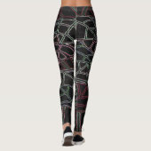 Neon Tropical Pop Art over zwart Leggings (Achterkant)