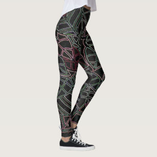 Neon Tropical Pop Art over zwart Leggings