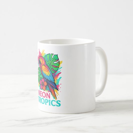 Neon Tropics Mok – Kleurrijke papegaai, (Voorkant rechts)