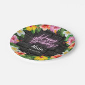 Neon Tropisch Bos Zomer Hawaii Gelukkige Verjaarda Papieren Bordje (Gekanteld)