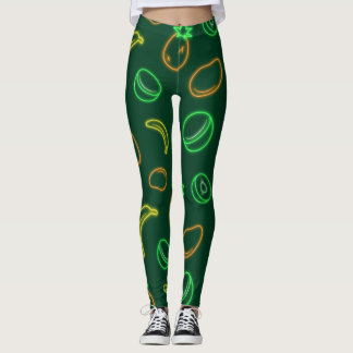 Neon Tropisch Fruit Patroon Leggings