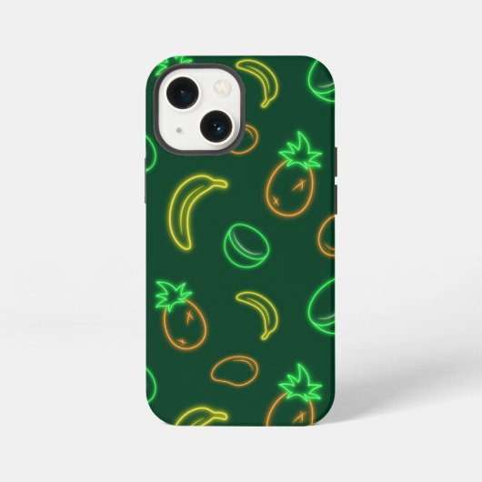 Neon Tropisch Fruitpatroon iPhone 13 Mini Hoesje (Achterkant)