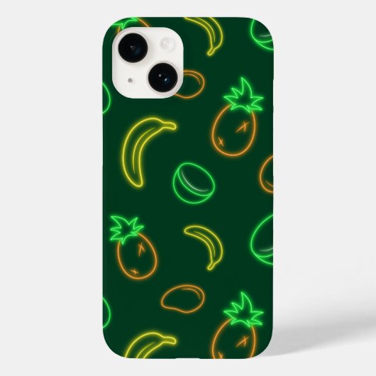 Neon Tropisch Fruitpatroon iPhone 14 Hoesje (Achterkant)