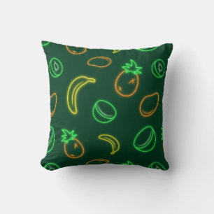 Neon Tropisch Fruitpatroon Vierkante Worp Kussen