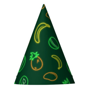 Neon Tropisch Patroon - Papieren Feesthoed Ananas Feesthoedjes