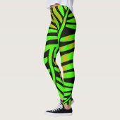 Neon Tropisch Zebrablad Leggings (Links)