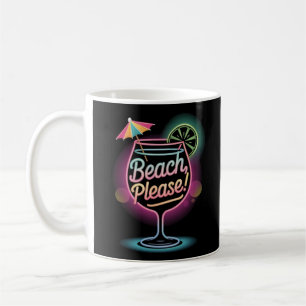 Neon Tropische Cocktail "Beach Please" Retro Zomer Koffiemok