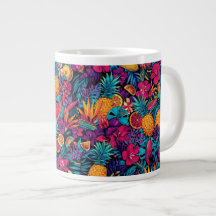 Neon Tropische Fruit Bloem Koffiemok - Ananas
