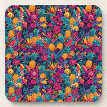 Neon Tropische Fruit Bloem Onderzetters Set - Anan
