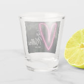 Neon tropische palm liefde bruiloft gunst shot glas (Achterkant)