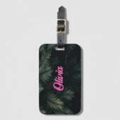 Neon tropische palmen aangepaste naam bruidsmeisje bagagelabel (Voorkant (verticaal))