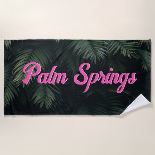 Neon Tropische Palmen Stad Naam Bachelorette Strandlaken
