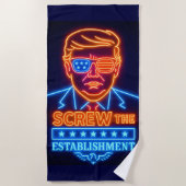 Neon Trump Screw the Establishment Beach Towel Strandlaken (Voorkant)