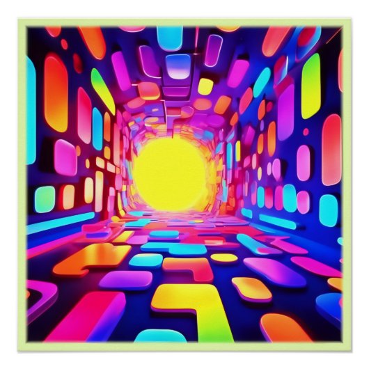 Neon Tunnel: psychedelische reis Perfect Poster (Voorkant)