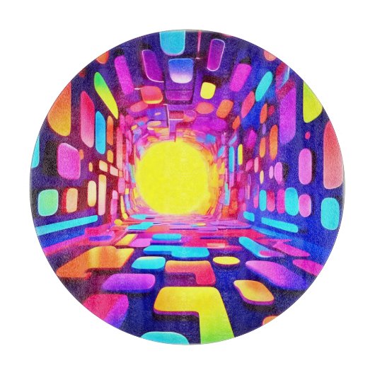 Neon Tunnel: Psychedelische Reis Snijplank (Voorkant)