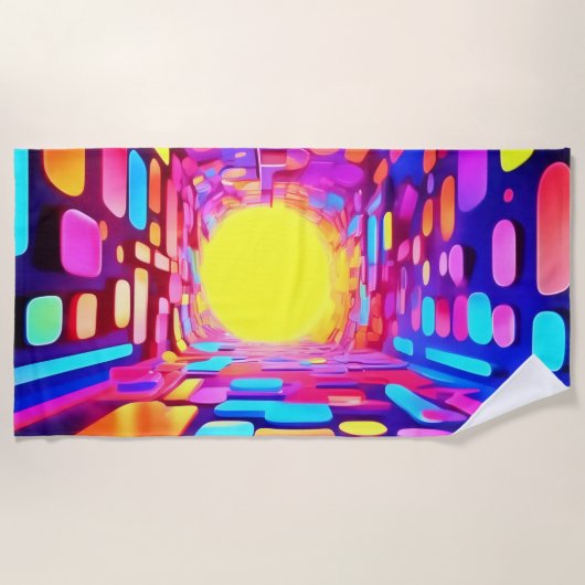 Neon Tunnel: Psychedelische Reis Strandlaken (Voorkant)