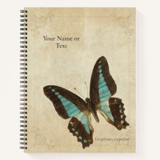 Neon Turquoise Blue Triangle Butterfly Notitieboek