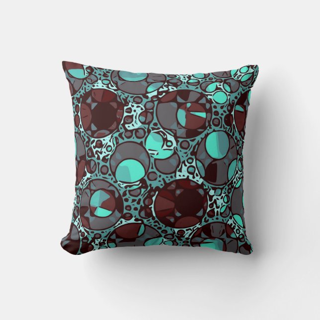 Neon Turquoise Burgundy Abstract Pattern Kussen (Voorkant)