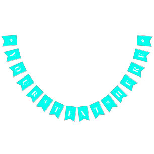 Neon turquoise effen kleur   Aangepast Vlaggetjes