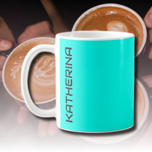 Neon turquoise effen kleur Klassiek gepersonalis Koffiemok
