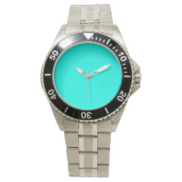 Neon turquoise effen kleur | Klassiek Horloge