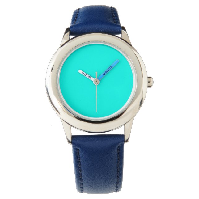 Neon turquoise effen kleur | Klassiek Horloge (Voorkant)