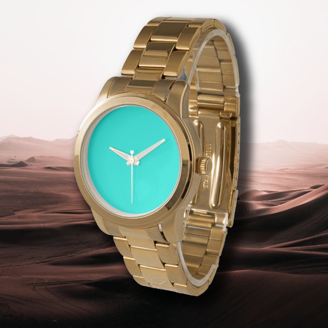 Neon turquoise effen kleur | Klassiek Horloge (Creator heeft geüpload)