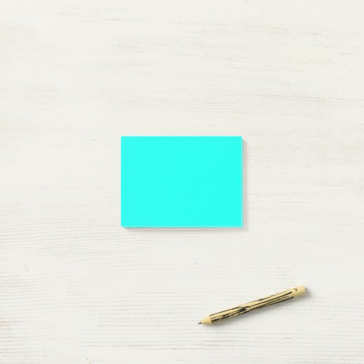 Neon turquoise effen kleur | Klassiek Post-it® Notes (Op bureau)