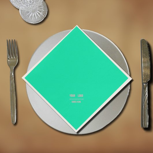 neon turquoise effen kleur - logo servetten