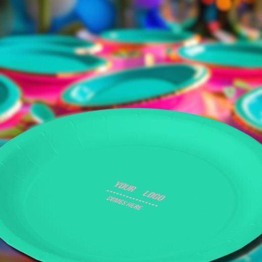 neon Turquoise effen kleur - voeg logo servetten t Papieren Bordje