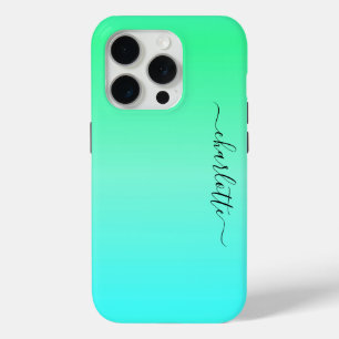 Neon Turquoise en Groen iPhone 15 Pro Case