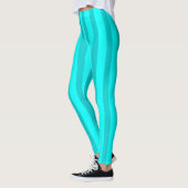 Neon Turquoise en Neon Cyan Cool Striped Leggings (Links)