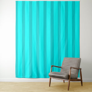Neon Turquoise en Neon Cyan Cool Striped Wandkleed