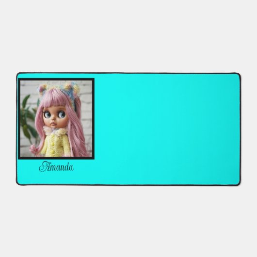 Neon turquoise, felmodieus, modern bureaumat (Voorkant)